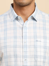 Killer Men Light Blue Checks Slim Fit Shirts