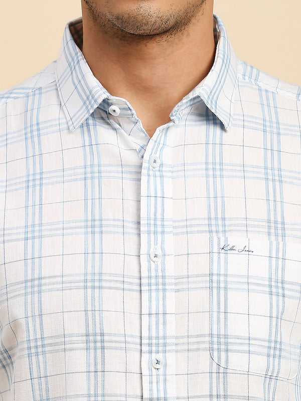 Killer Men Light Blue Checks Slim Fit Shirts