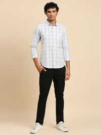 Killer Men Light Blue Checks Slim Fit Shirts