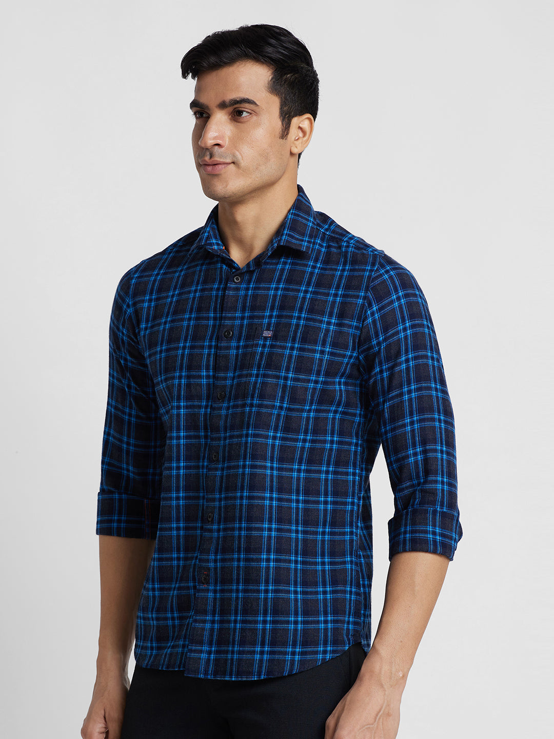 Killer Men Navy Checks Slim Fit Shirts
