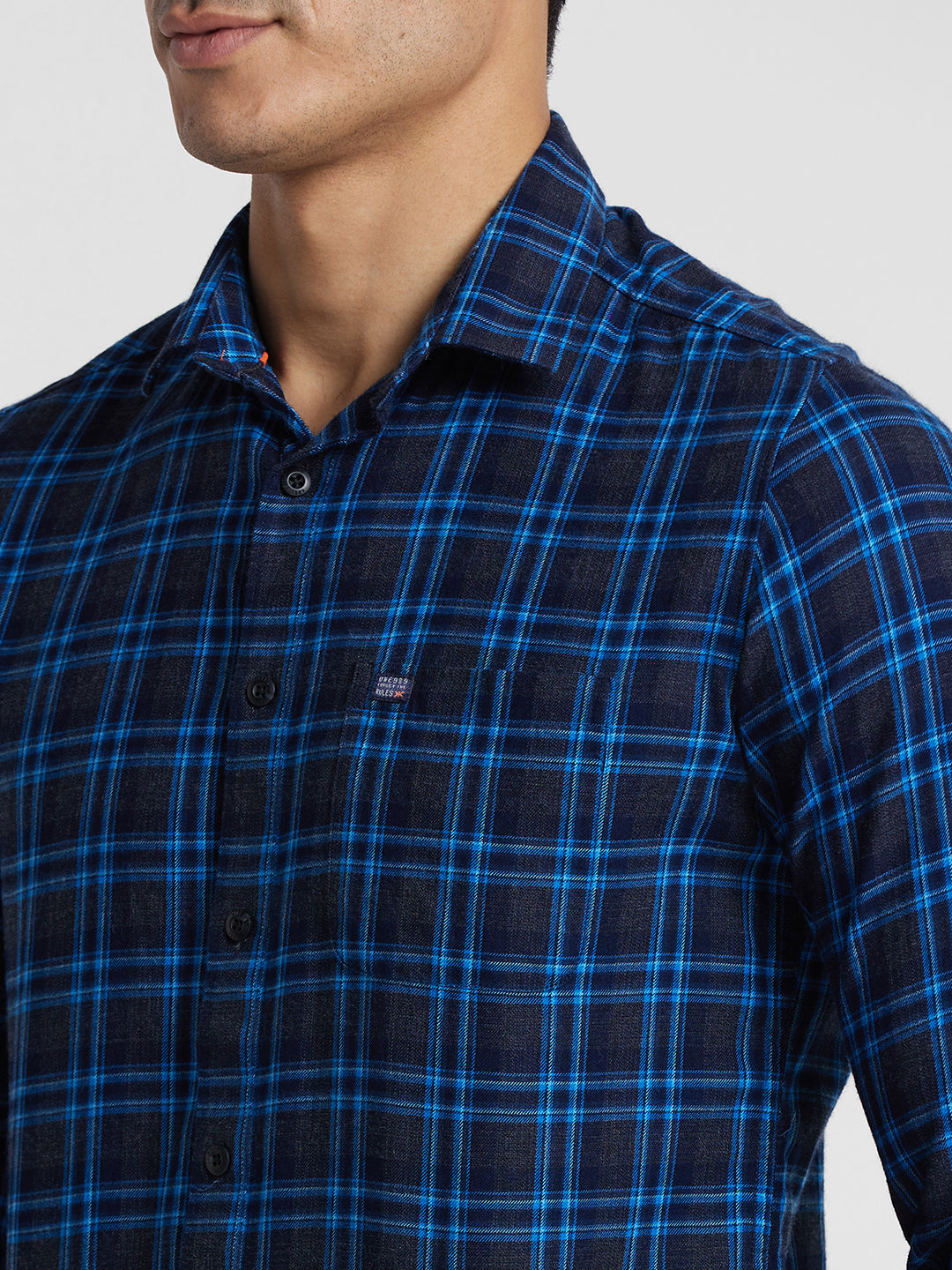 Killer Men Navy Checks Slim Fit Shirts