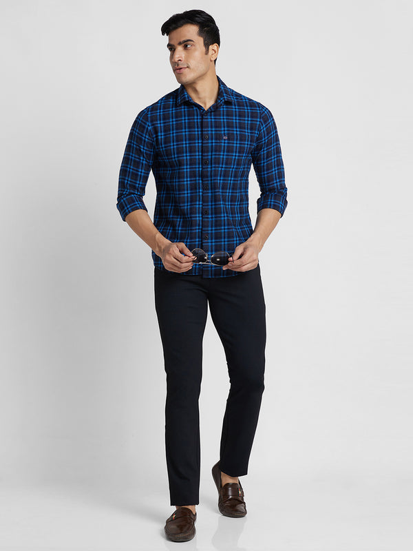 Killer Men Navy Checks Slim Fit Shirts