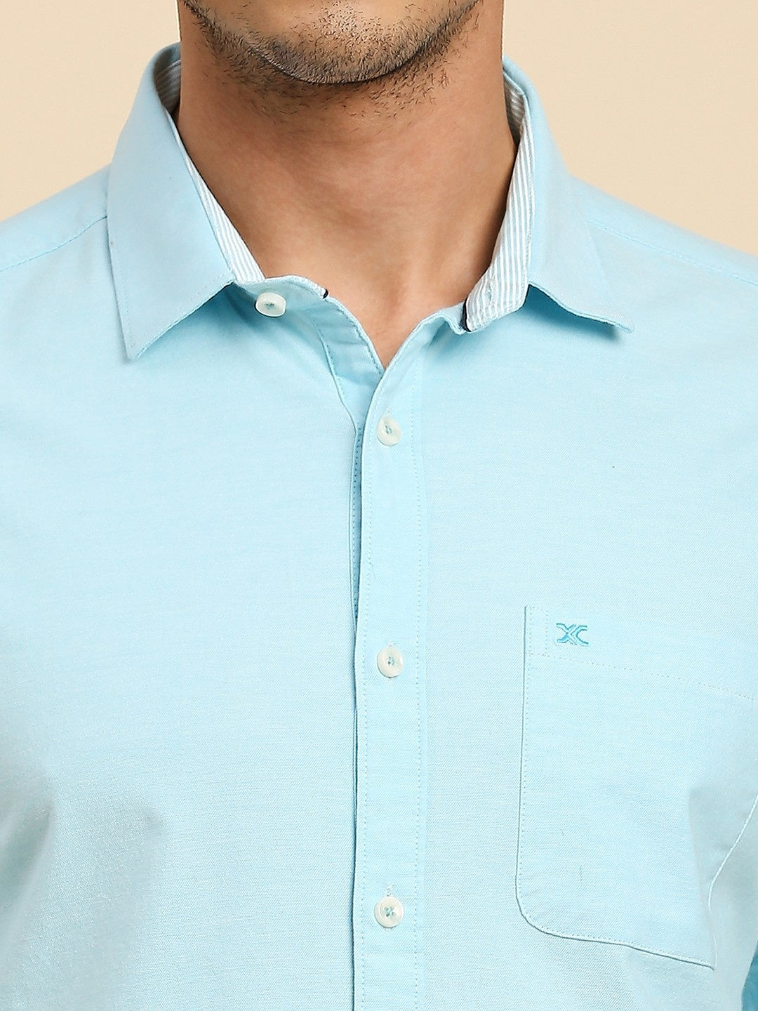 Killer Men Light Blue Solid Slim Fit Shirts