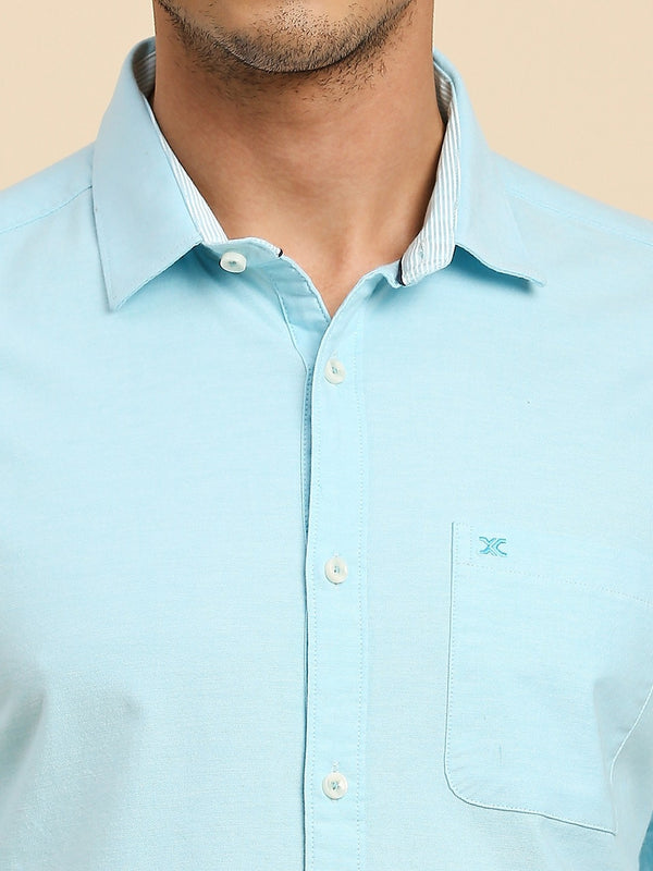 Killer Men Light Blue Solid Slim Fit Shirts