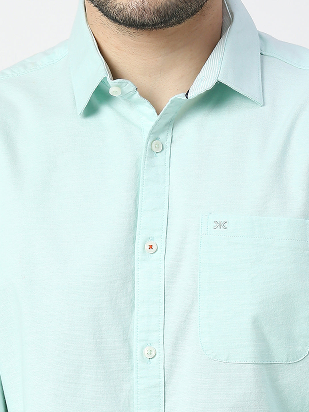 Killer Men Light Green Solid Slim Fit Shirts