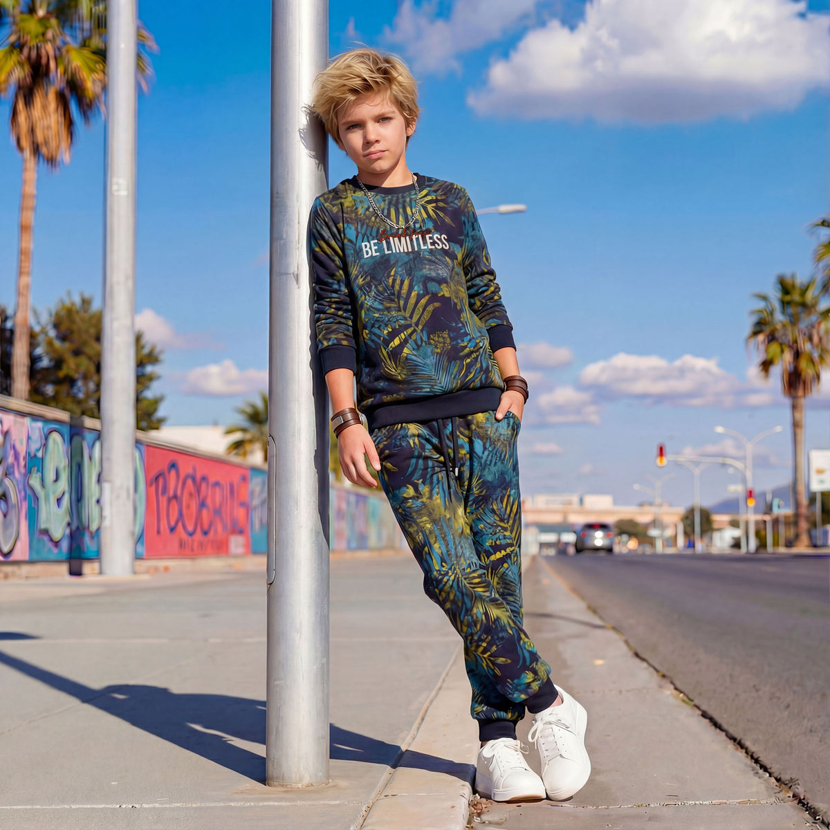 Kid's Navy Printed Sweat Shirts