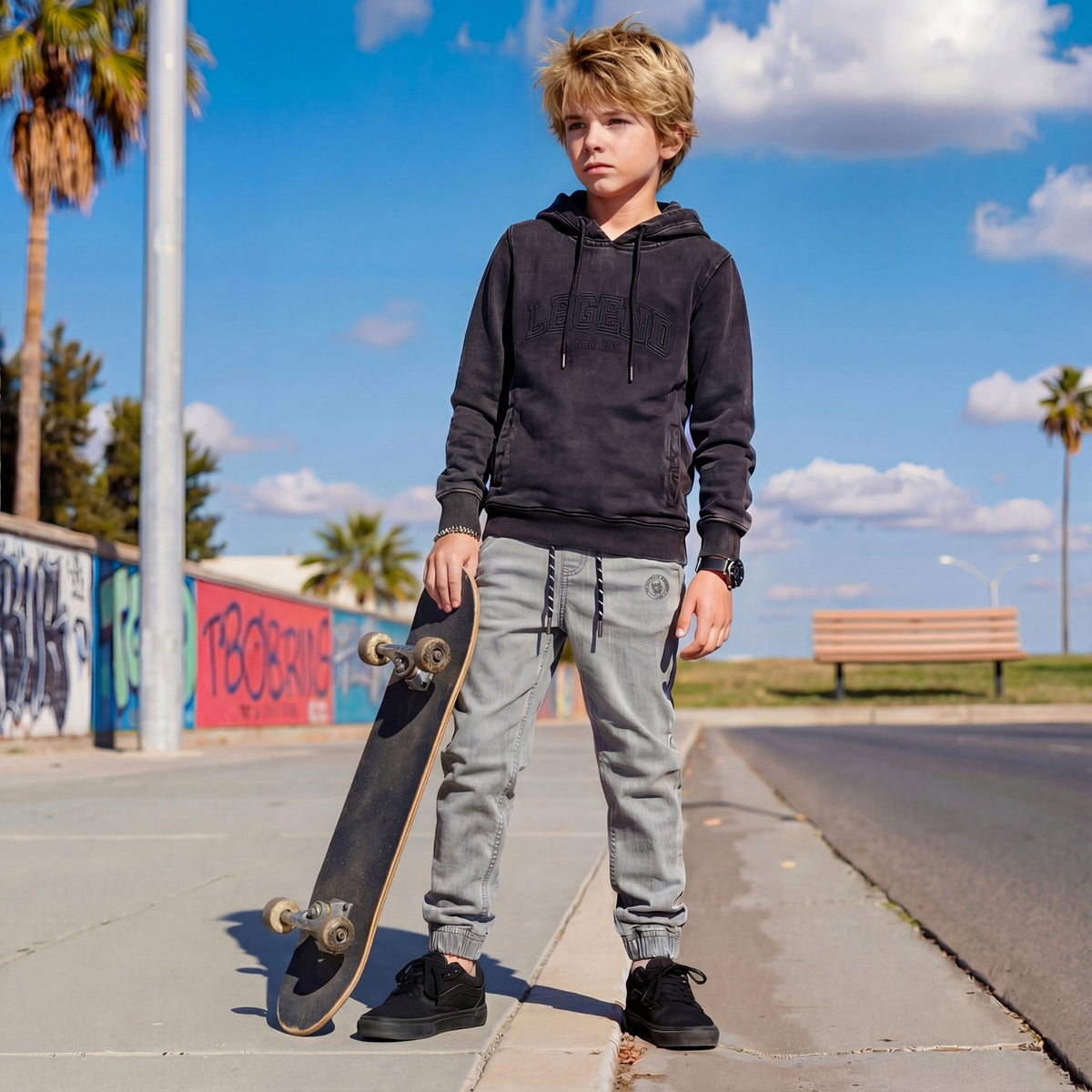 Kid's Dark Grey Hooded Sweat Shirts