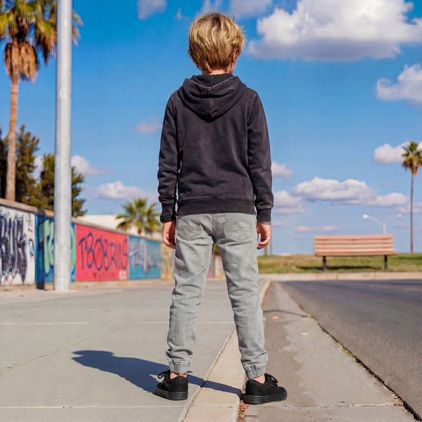 Kid's Dark Grey Hooded Sweat Shirts