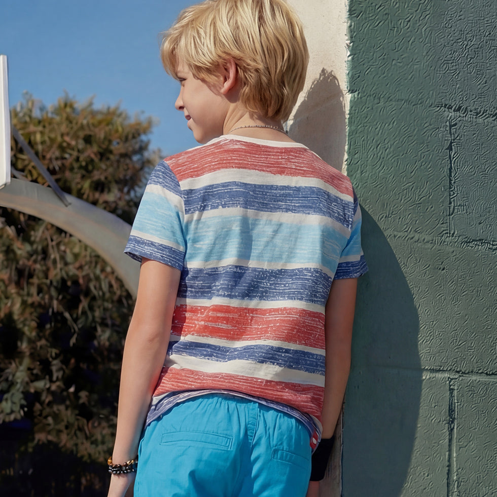 Kid's Red Slim Fit Printed T-Shirts