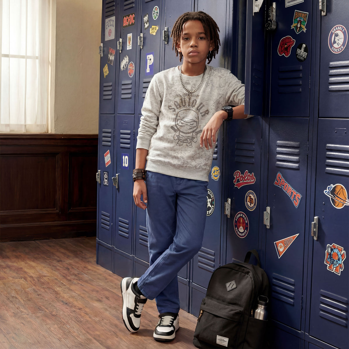 Kid's Grey Melange Sweat Shirts