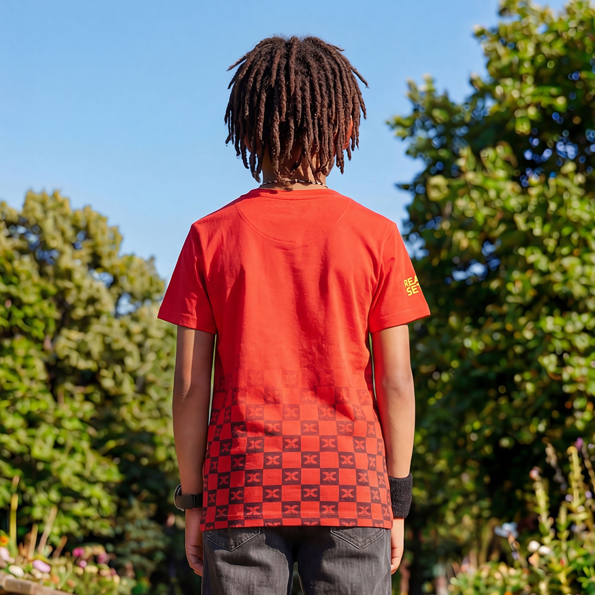 Kid's Red Slim Fit Printed T-Shirts