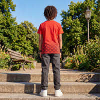 Kid's Red Slim Fit Printed T-Shirts