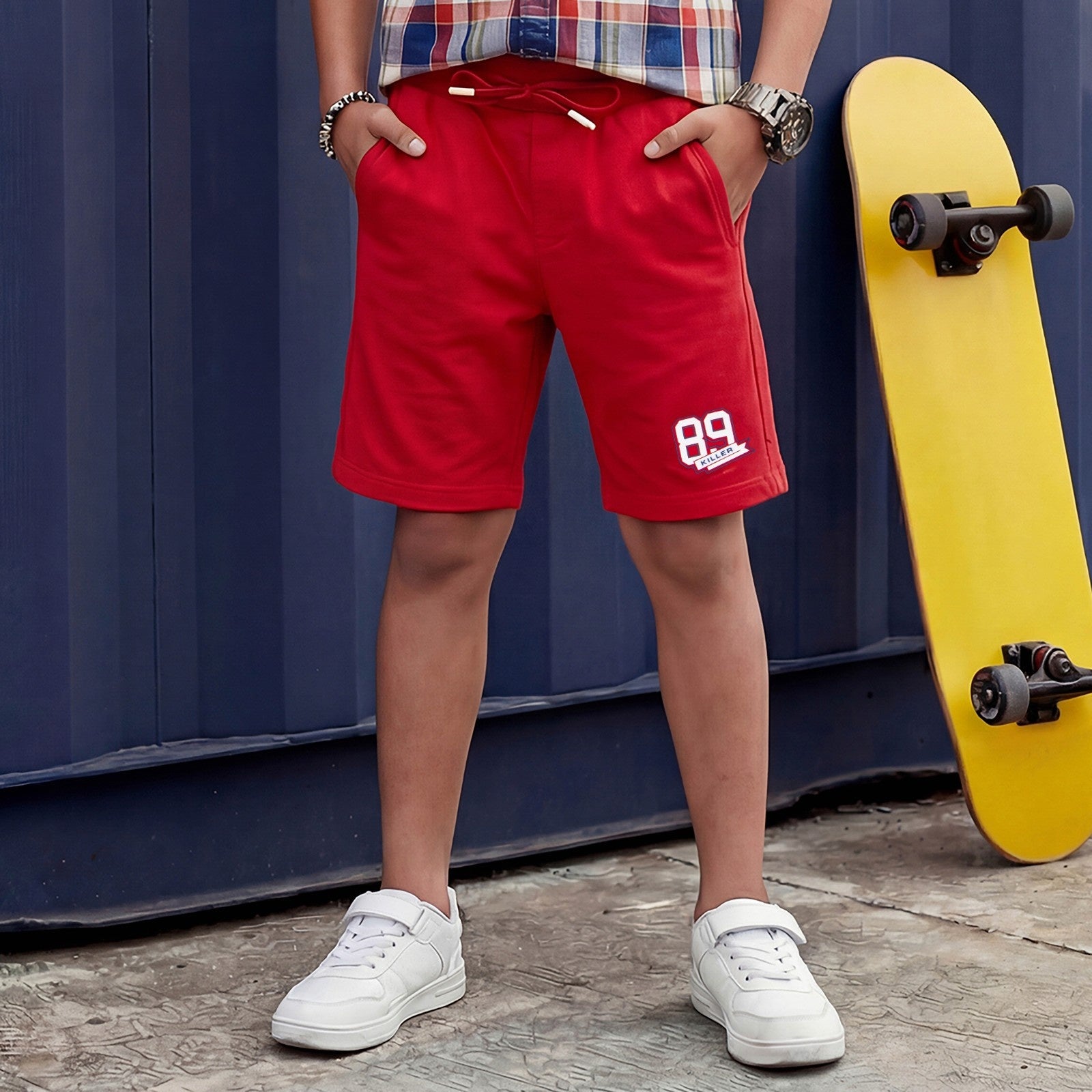 Kid's Red Solid Shorts