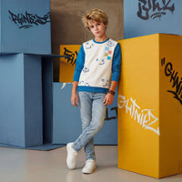 Kid's White Slim Fit Full Sleeves T-Shirts