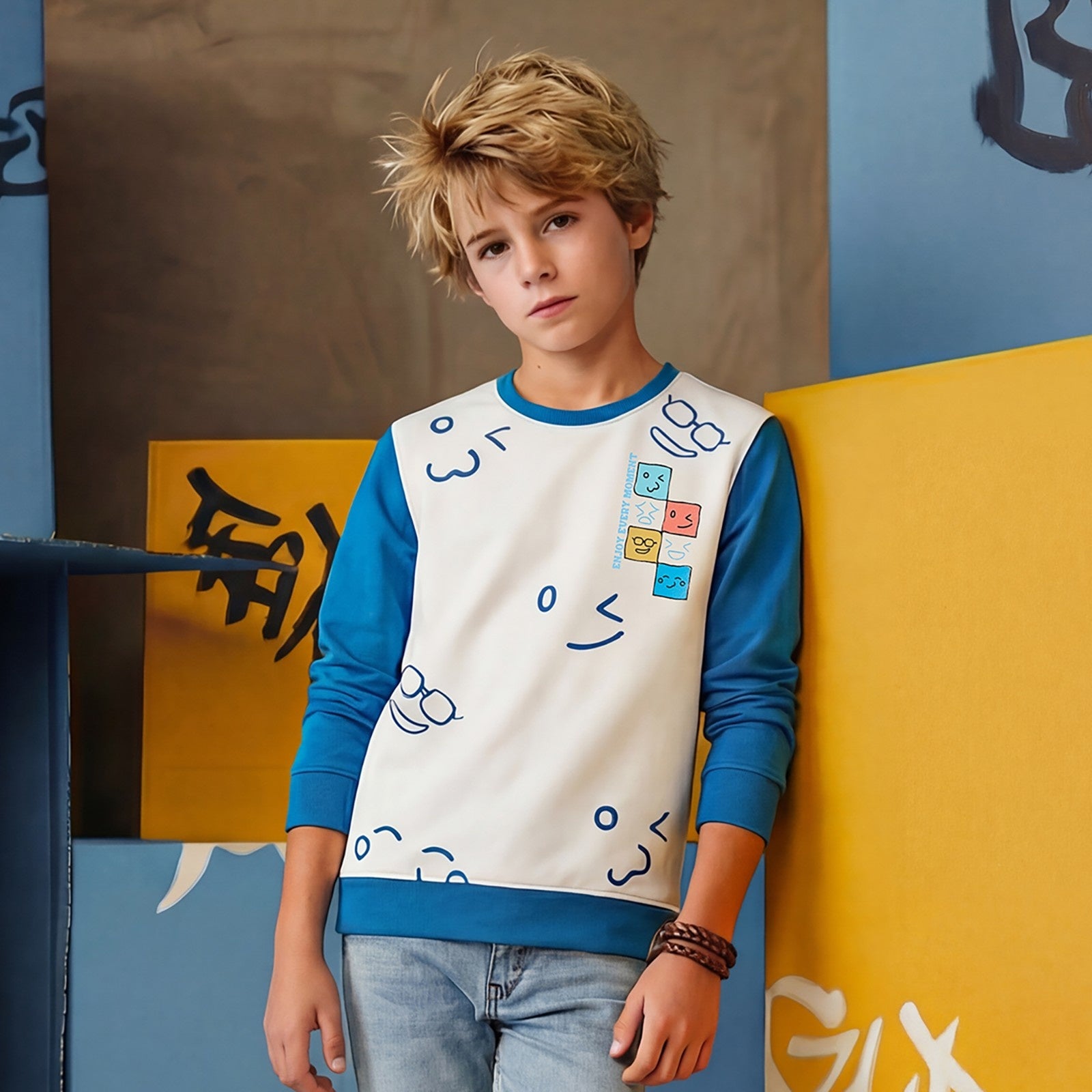 Kid's White Slim Fit Full Sleeves T-Shirts