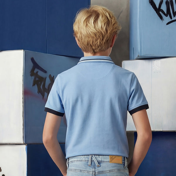 Kid's Light Blue Slim Fit Polo Neck T-Shirts