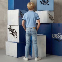 Kid's Light Blue Slim Fit Polo Neck T-Shirts