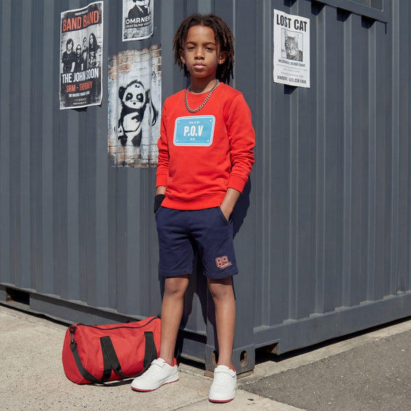 Kid's Navy Blue Solid Shorts