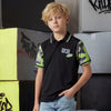 Kid's Black Slim Fit Polo Neck T-Shirts