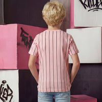 Kid's Peach Slim Fit Striped T-Shirts