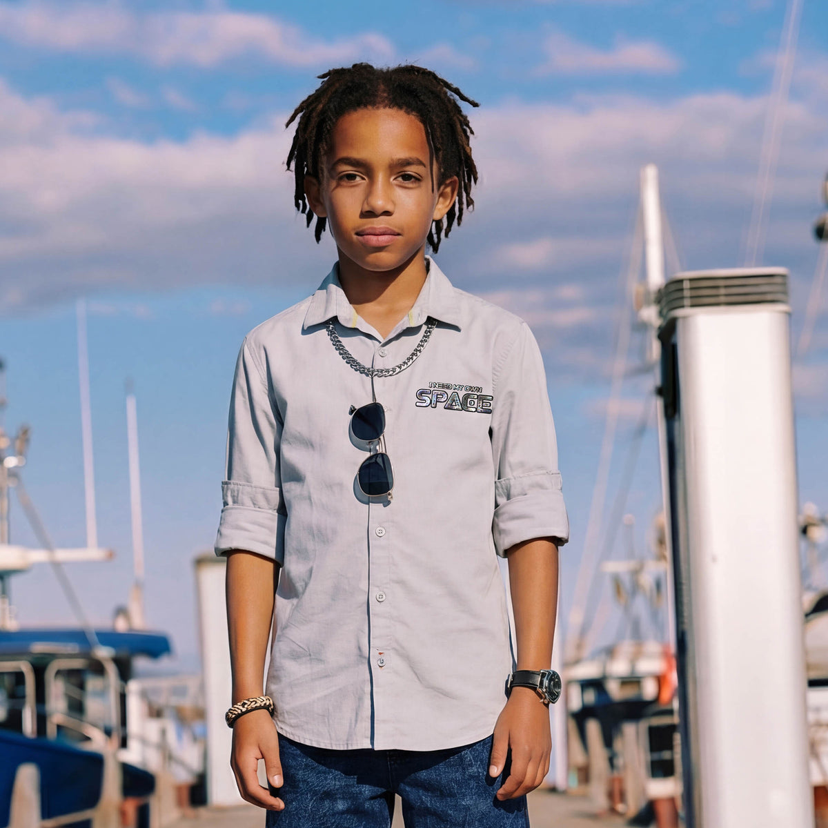 Kid's Grey Regular Fit Shirts