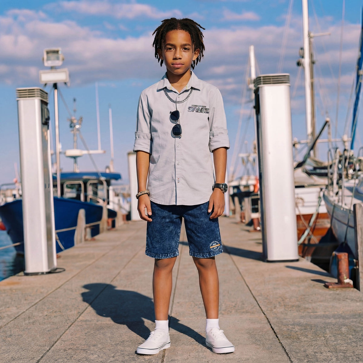 Kid's Grey Regular Fit Shirts