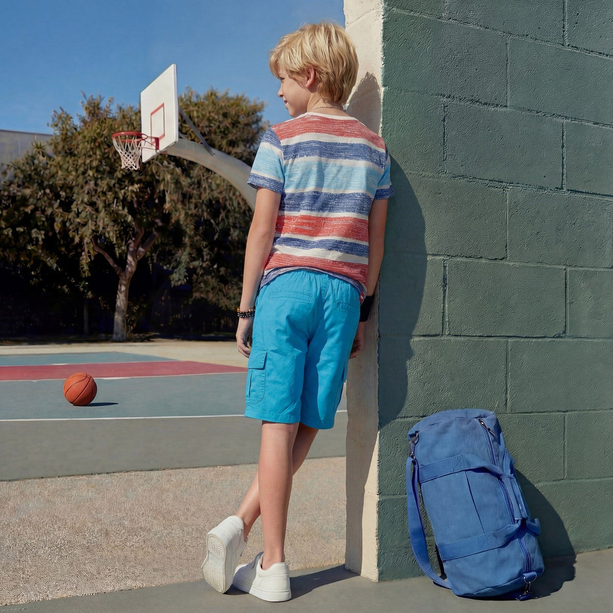 Kid's Blue Solid Shorts