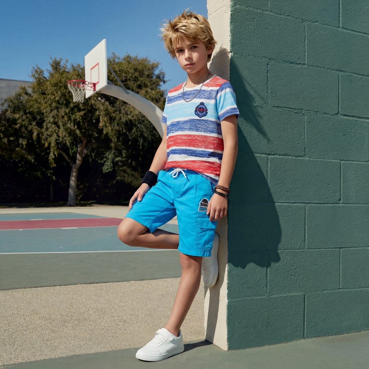 Kid's Blue Solid Shorts