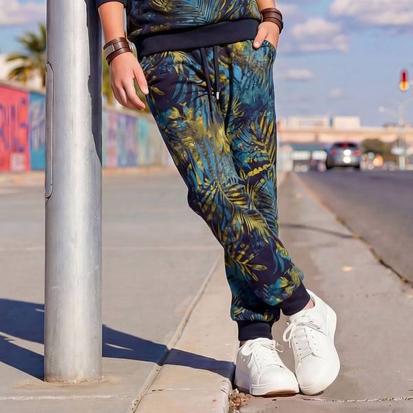 Kid's Navy Printed Joggers