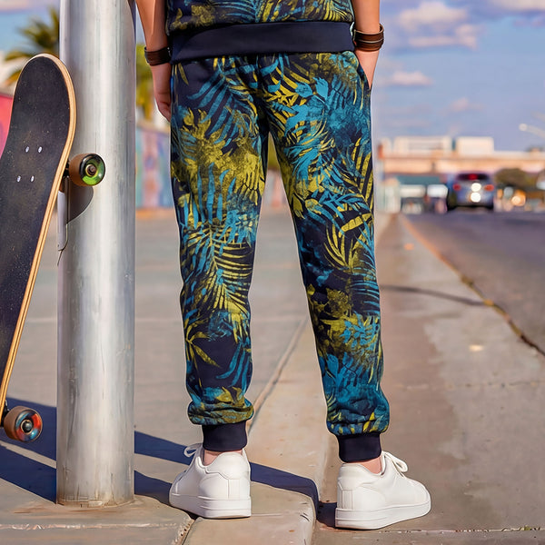 Kid's Navy Printed Joggers