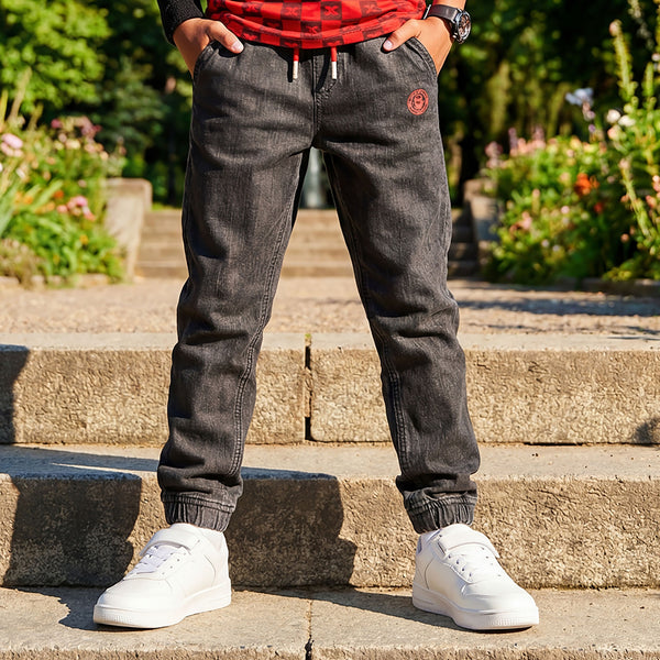 Kid's Black Solid Joggers