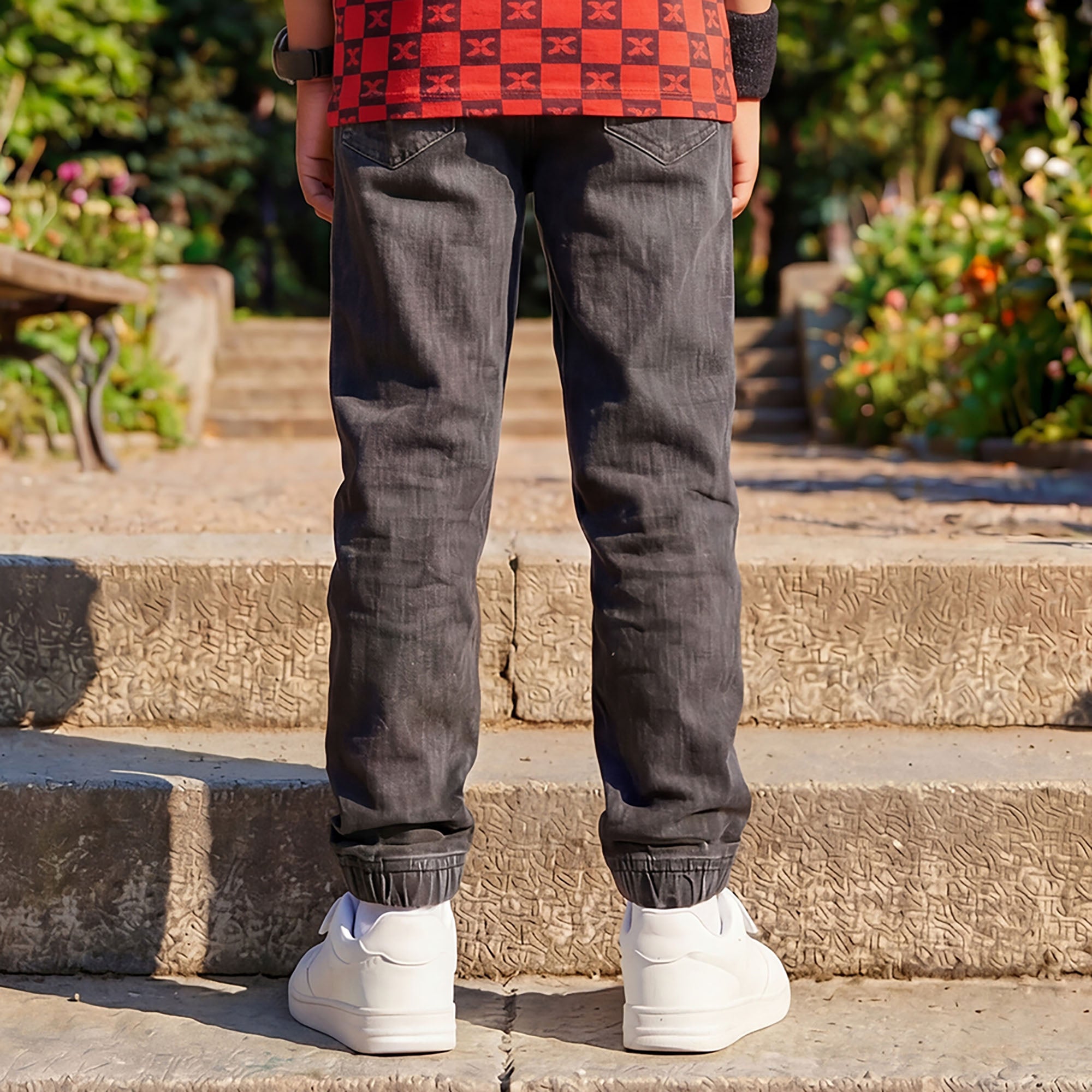 Kid's Black Solid Joggers