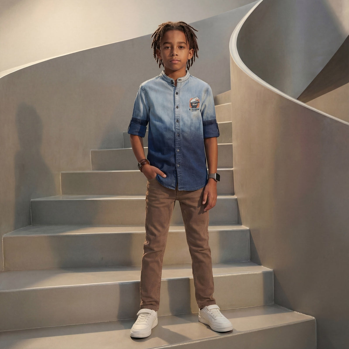 Kid's Light Blue Regular Fit Shirts
