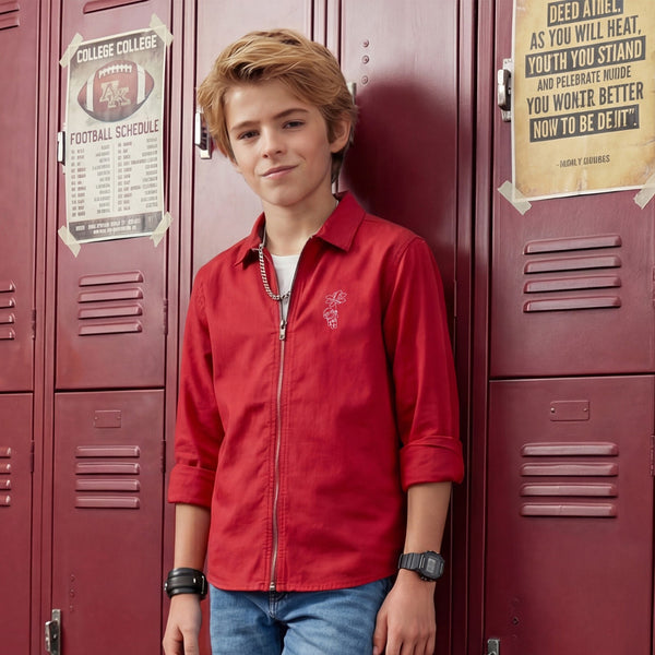Kid's Maroon Regular Fit Shirts