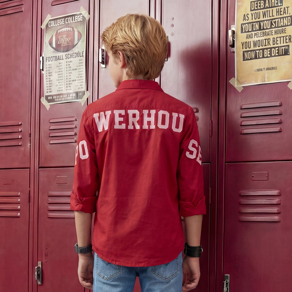 Kid's Maroon Regular Fit Shirts
