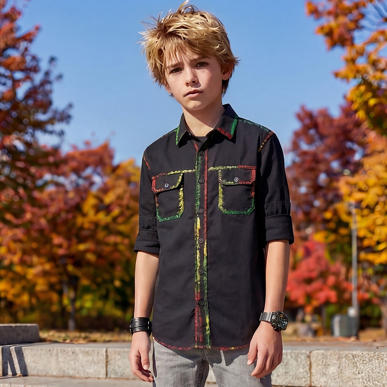 Kid's Black Regular Fit Shirts