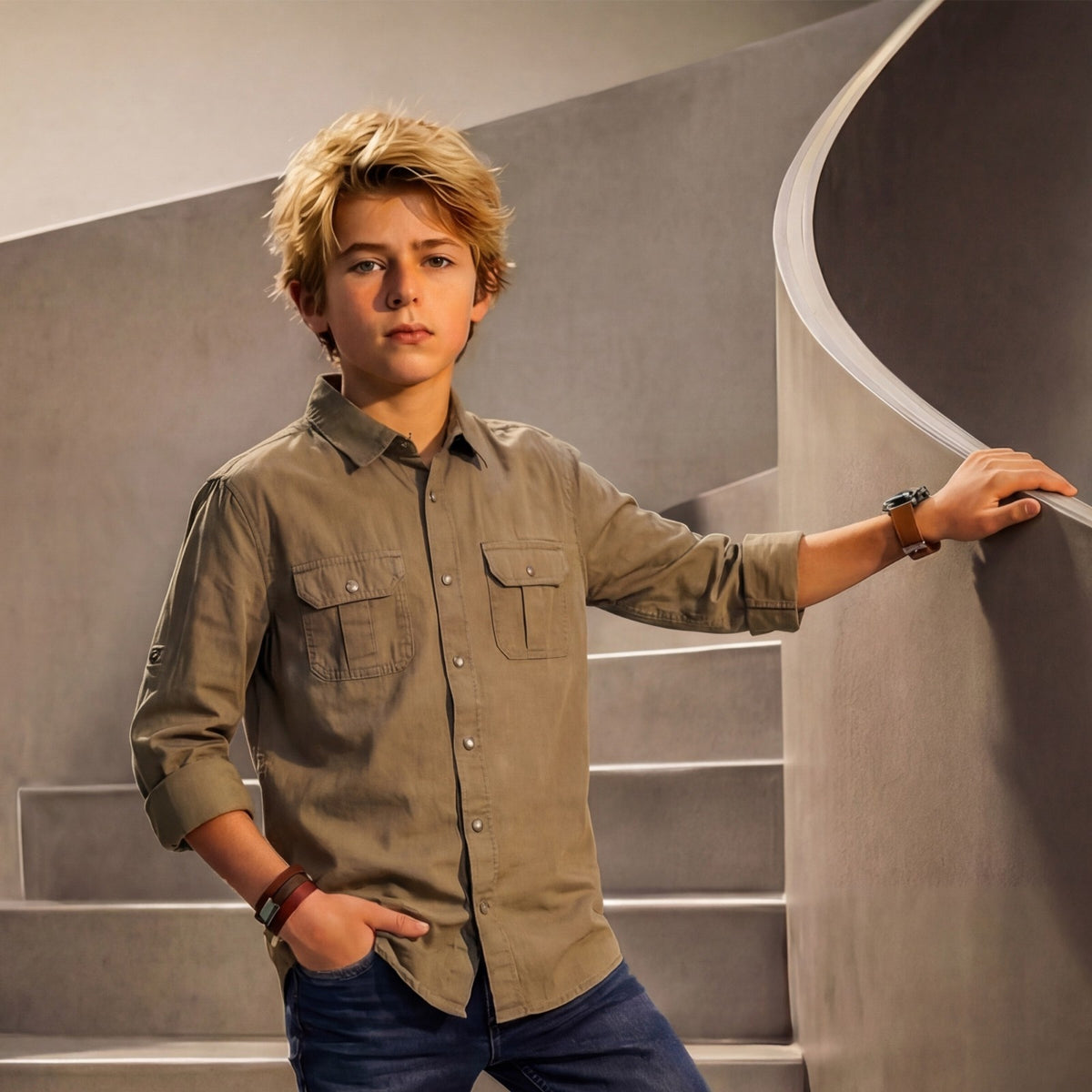 Kid's Fawn Regular Fit Shirts