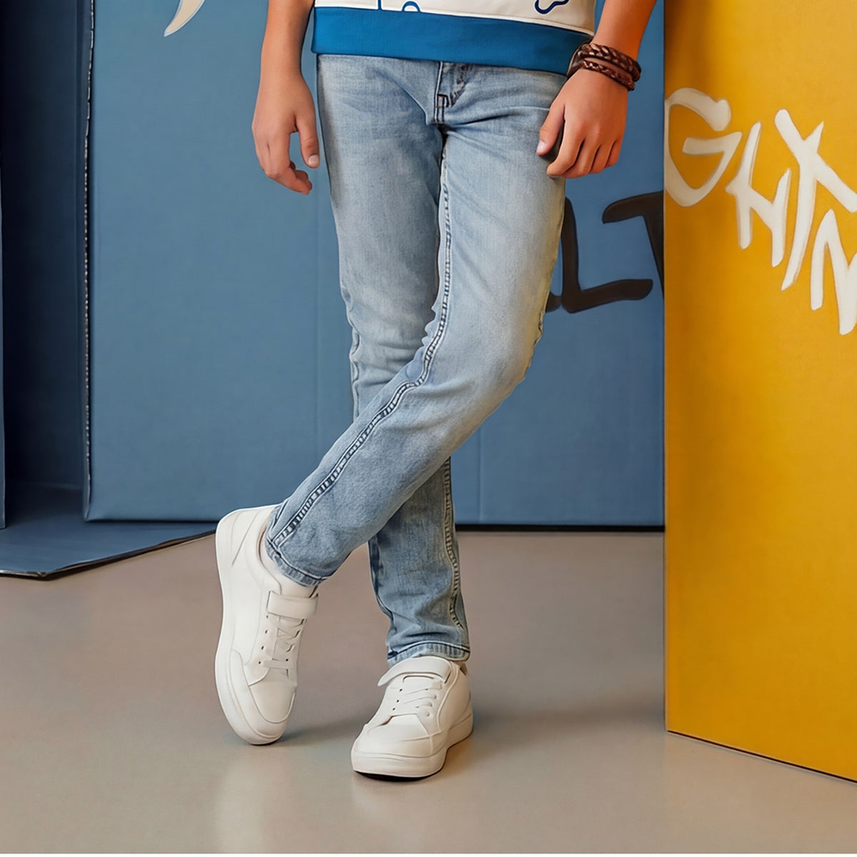 Kid's Light Blue Straight Fit Jeans