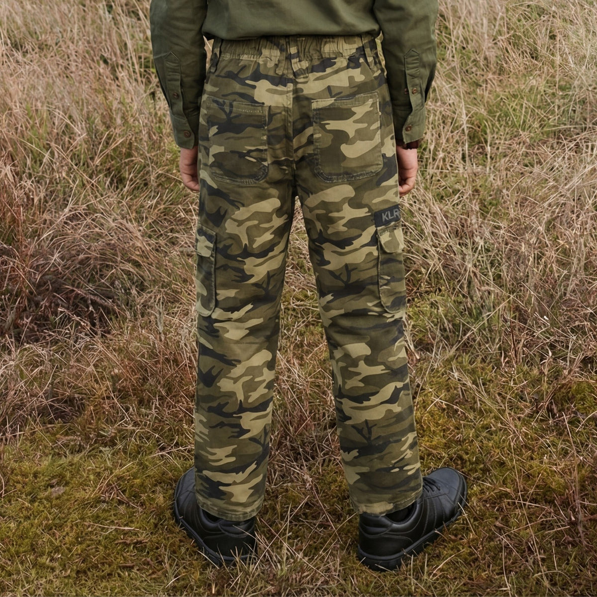 Kid's Olive Camo Cargo