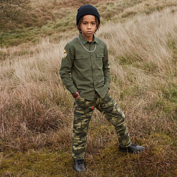 Kid's Olive Camo Cargo