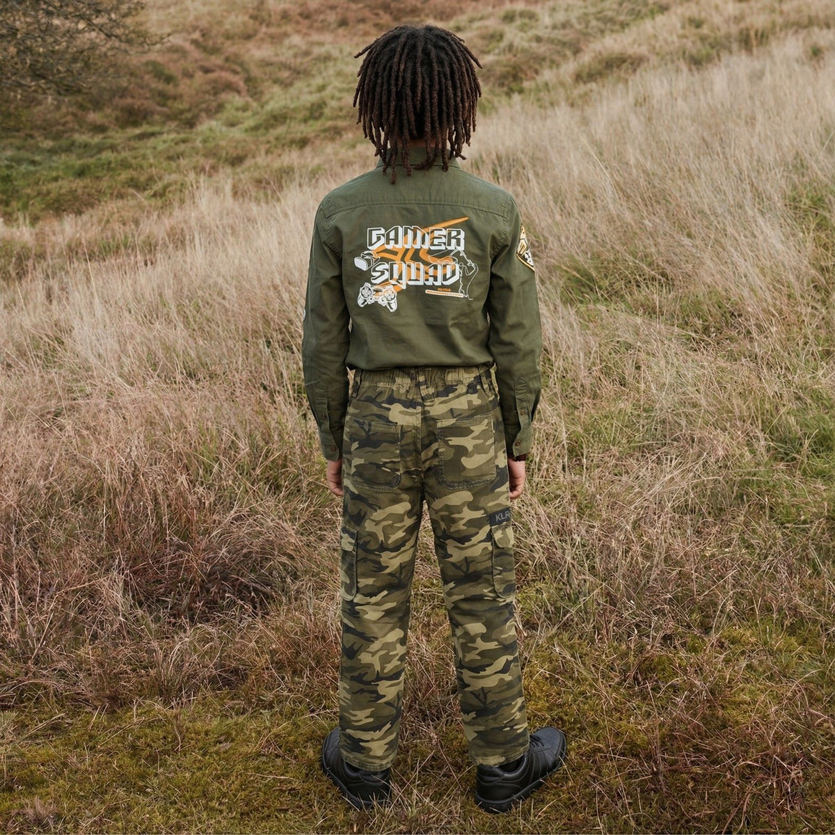 Kid's Olive Camo Cargo