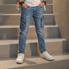 Kid's Light Blue Solid Cargo