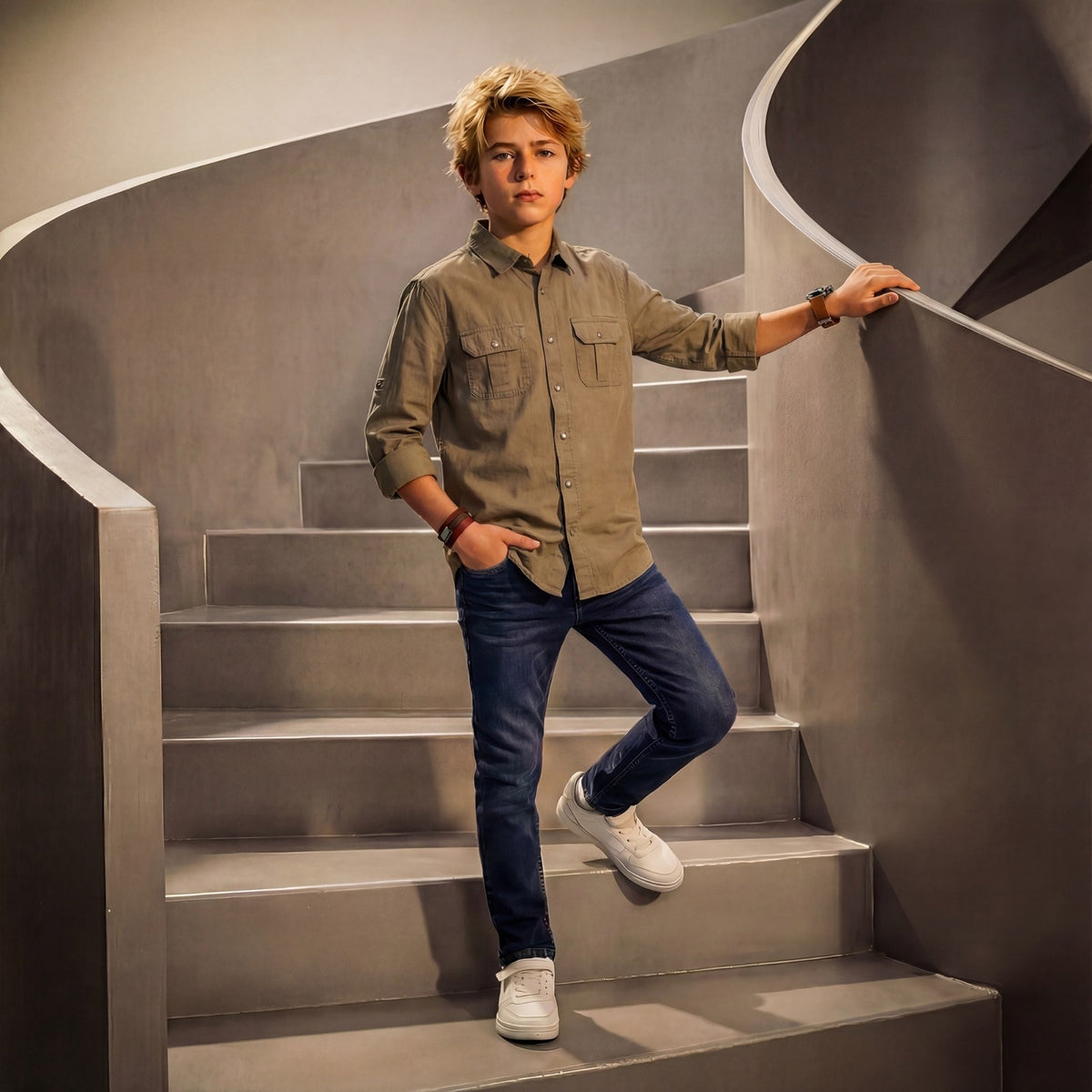 Kid's Dark Blue Slim Fit Jeans