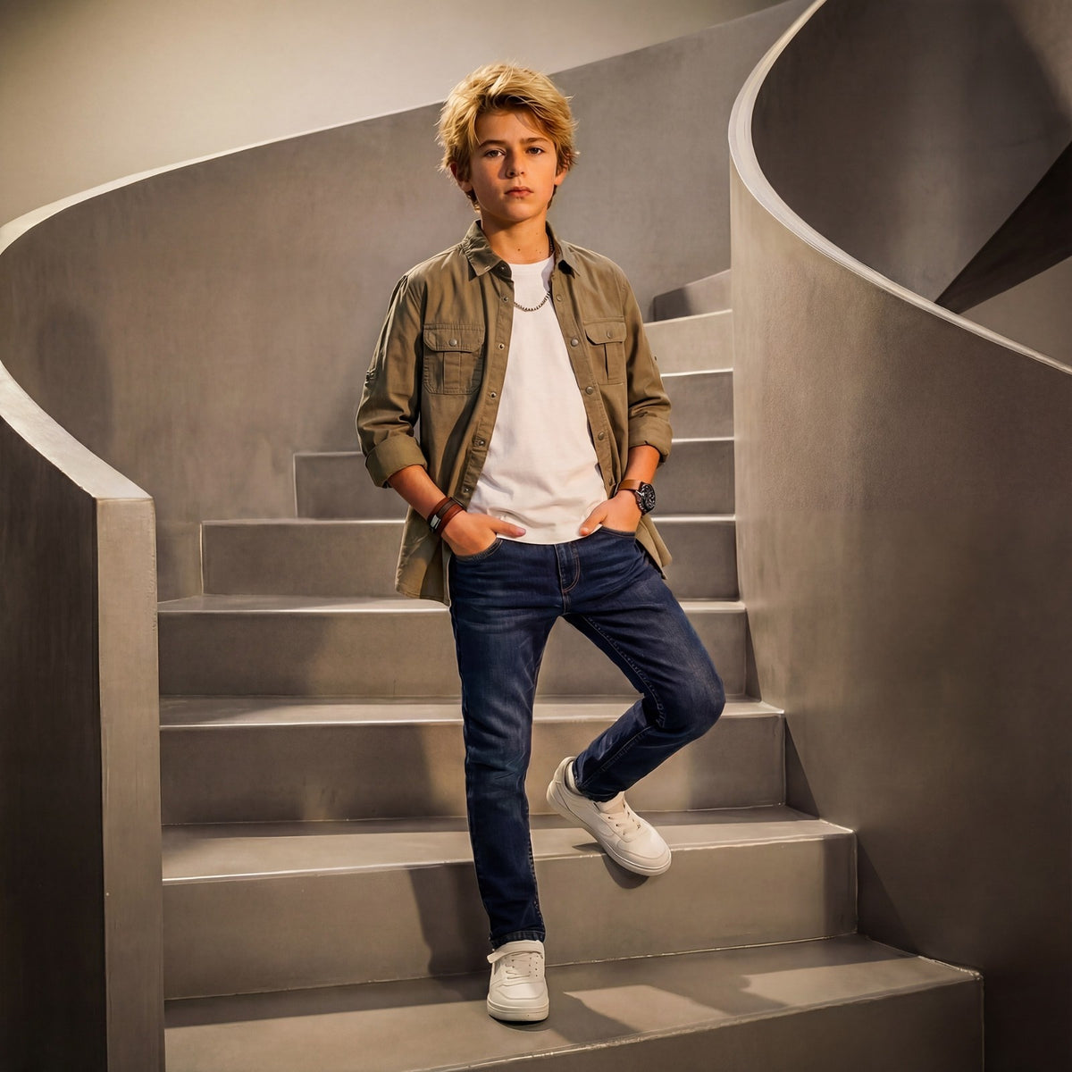 Kid's Dark Blue Slim Fit Jeans