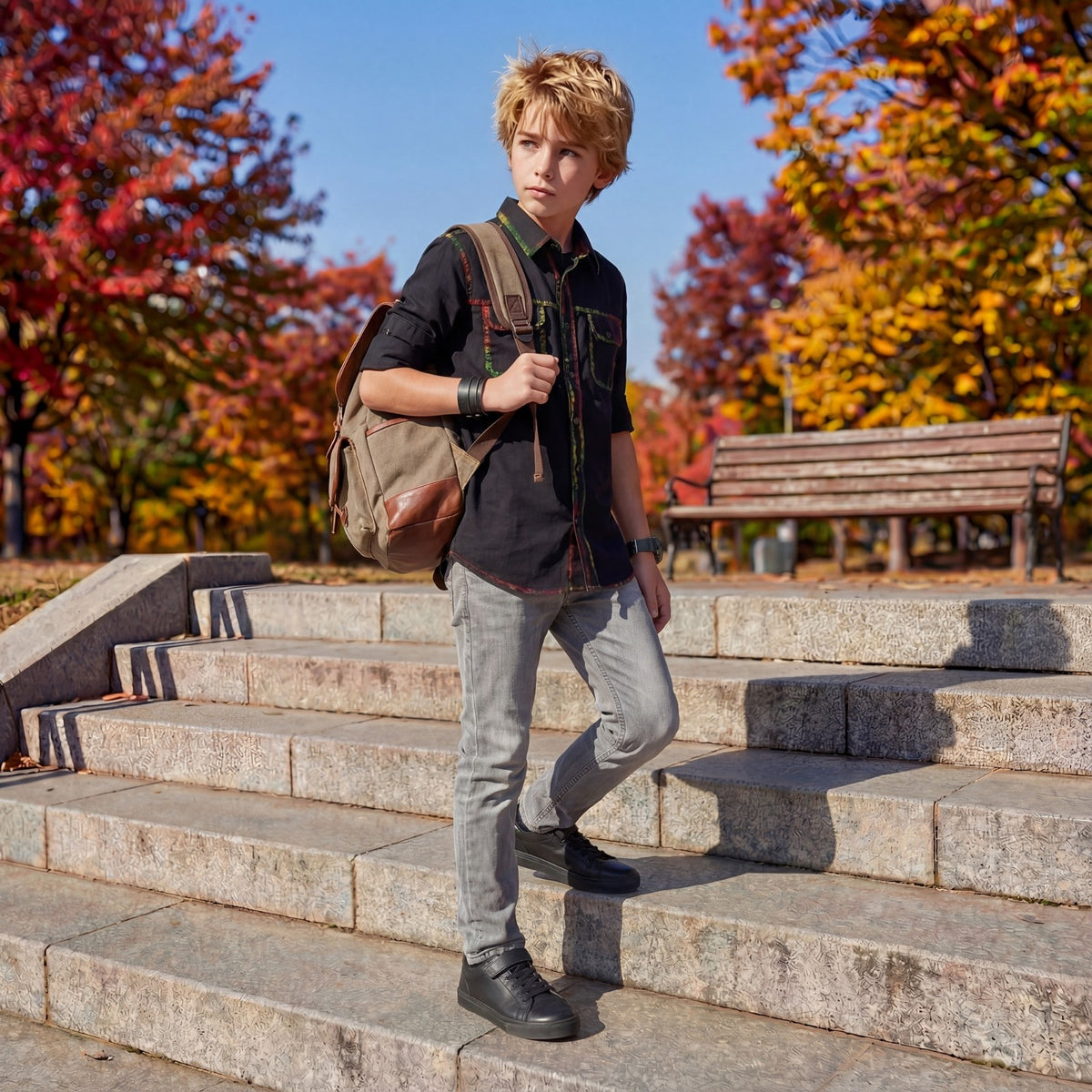 Kid's Grey Slim Fit Jeans