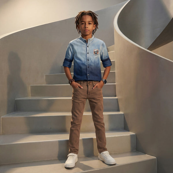 Kid's Khaki Slim Fit Jeans