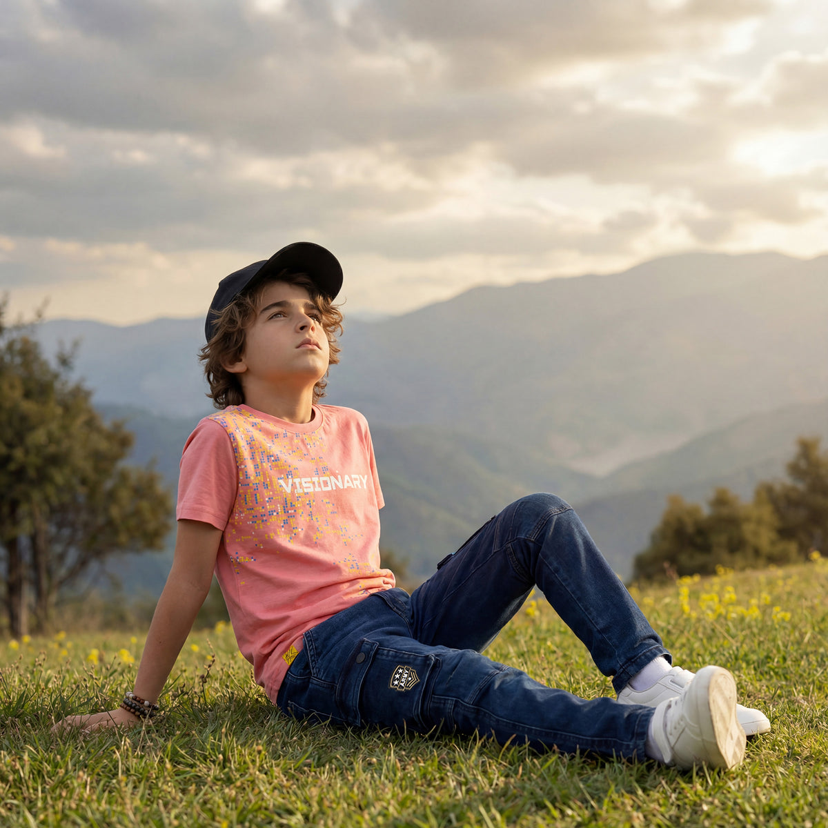 Kid's Pink Slim Fit Printed T-Shirts