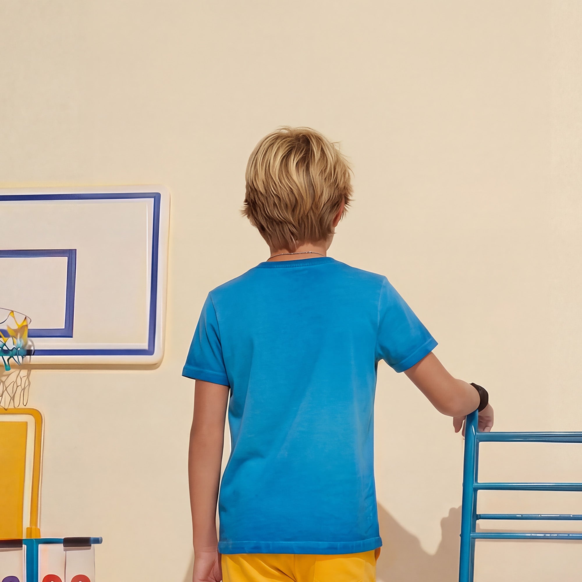 Kid's Blue Slim Fit Printed T-Shirts