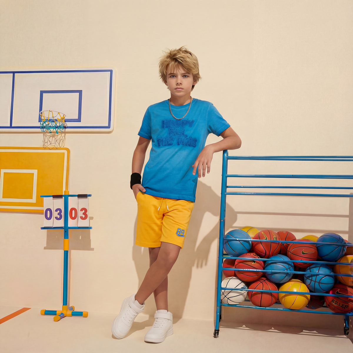 Kid's Blue Slim Fit Printed T-Shirts