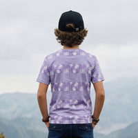 Kid's Light Purple Slim Fit Printed T-Shirts